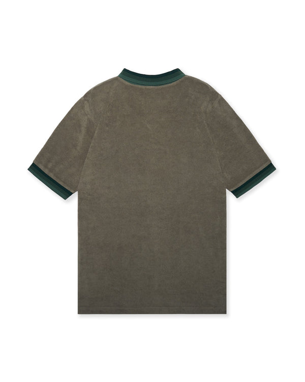 Tri-Collar Pile Mesh Polo Olive