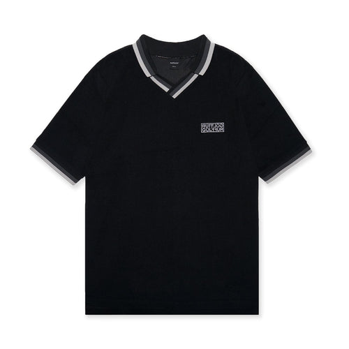 Tri-Collar Pile Mesh Polo Black