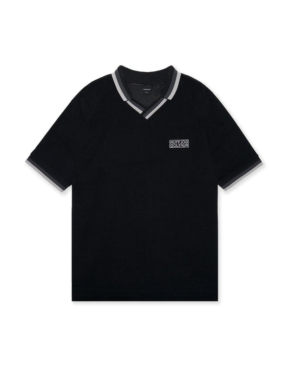 Tri-Collar Pile Mesh Polo Black