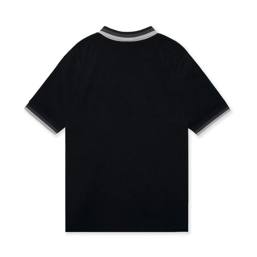 Tri-Collar Pile Mesh Polo Black