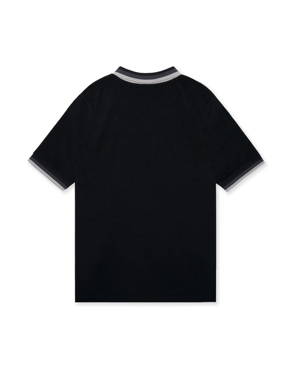 Tri-Collar Pile Mesh Polo Black