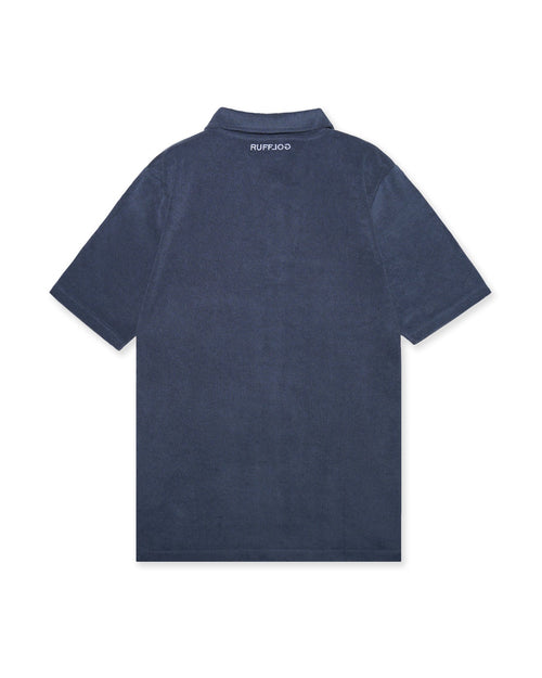 Pile Mesh #GOLF Polo Shirt Blue