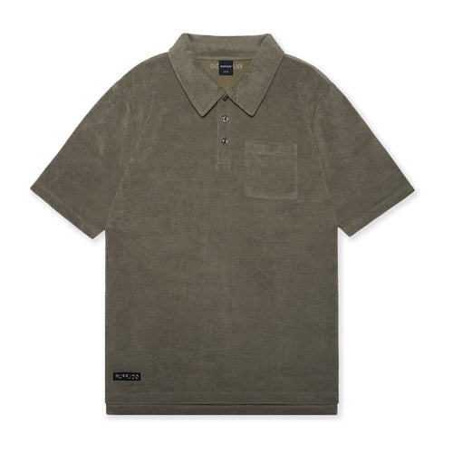 Pile Mesh #GOLF Polo Shirt Olive