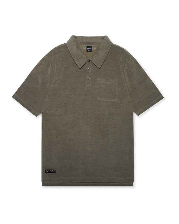 Pile Mesh #GOLF Polo Shirt Olive