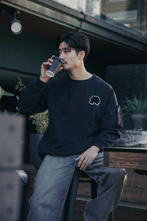 HEAVY WEIGHT FILL-IN LOGO APP,CREW NECK