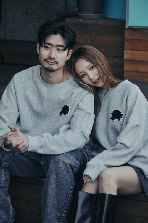 HEAVY WEIGHT FILL-IN LOGO APP,CREW NECK