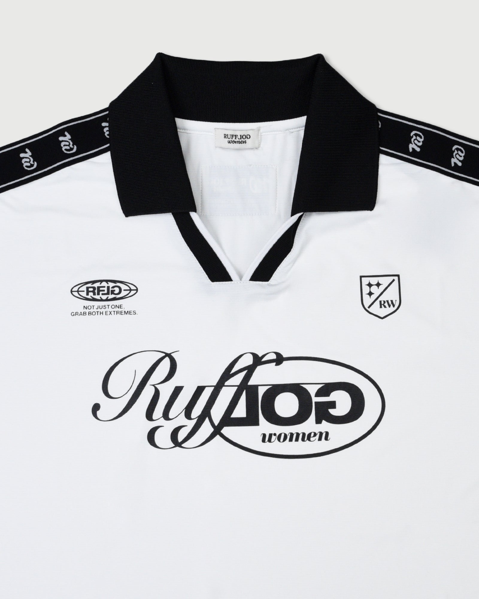 レディースウェア RUFFLOG WOMEN RW SKIN TOPS WHITE RW LOGO GAME SHIRTS – RUFFLOG