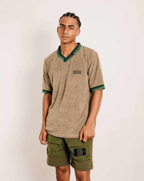 Tri-Collar Pile Mesh Polo Olive
