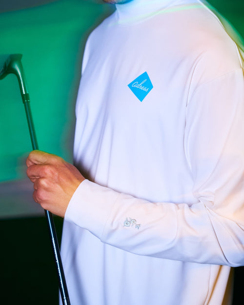 CLASSIC LOGO LONG SLEEVE MOCK NECK SHIRT  WHITE