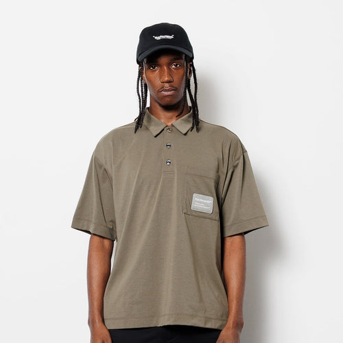 Statement Typo Back Print Solid Collar Shirt S/S_511-20004