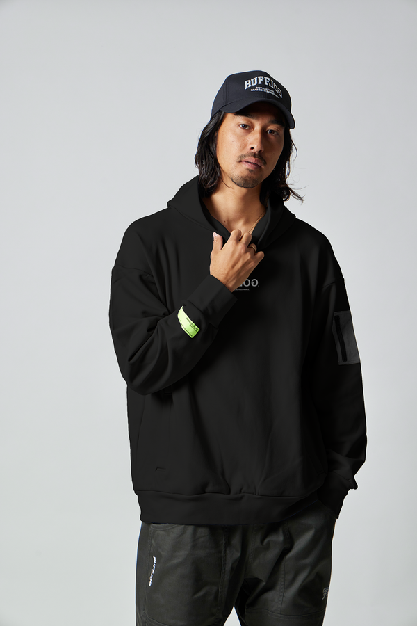 KNIT HOODIE PARKA BLACK