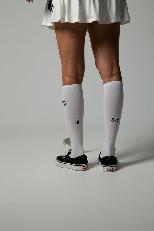 ［WOMEN］#09×2 IN OUT 2PC LONG SOCKS Black&White
