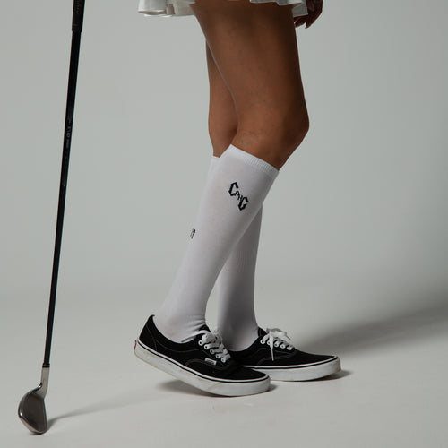 ［WOMEN］#09×2 IN OUT 2PC LONG SOCKS Black&White