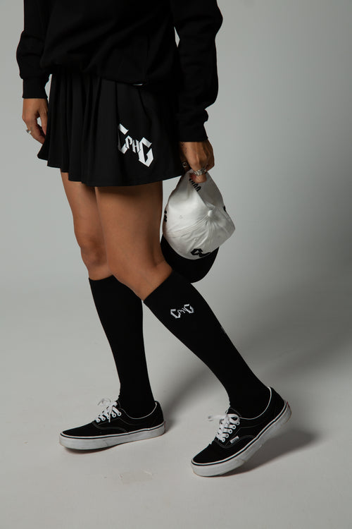 ［WOMEN］#09×2 IN OUT 2PC LONG SOCKS Black&White