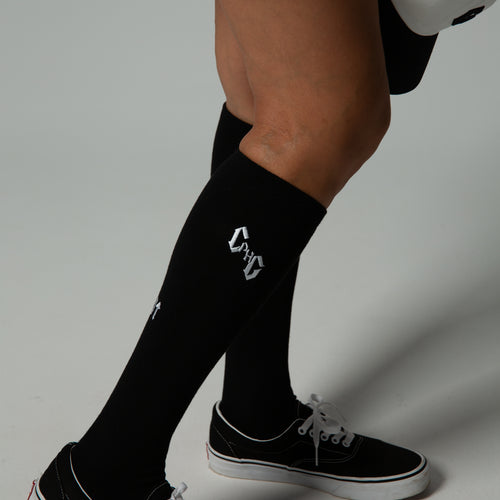 ［WOMEN］#09×2 IN OUT 2PC LONG SOCKS Black&White