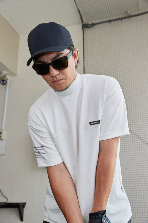 WM VERTICAL LOGO MOCK NECK SHIRTS WHITE