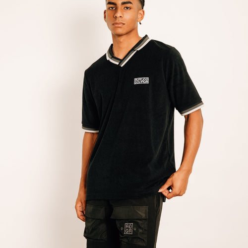 Tri-Collar Pile Mesh Polo Black