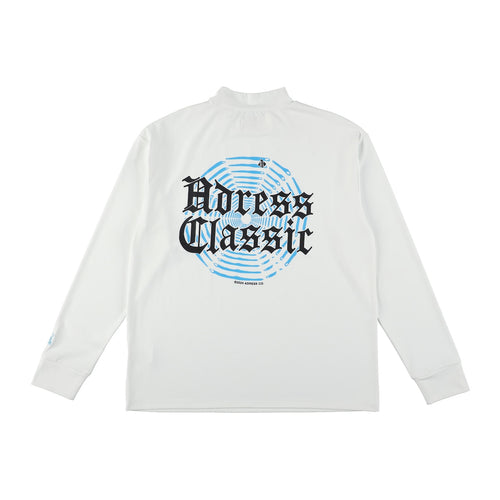 CLASSIC LOGO LONG SLEEVE MOCK NECK SHIRT  WHITE