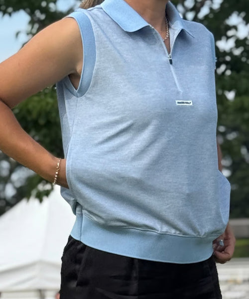 WM Breezy Linen-Like Piqué No-sleeve Polo