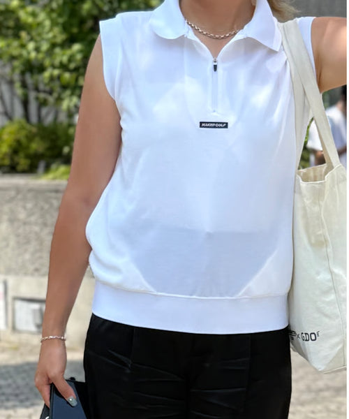 WM Breezy Linen-Like Piqué No-sleeve Polo
