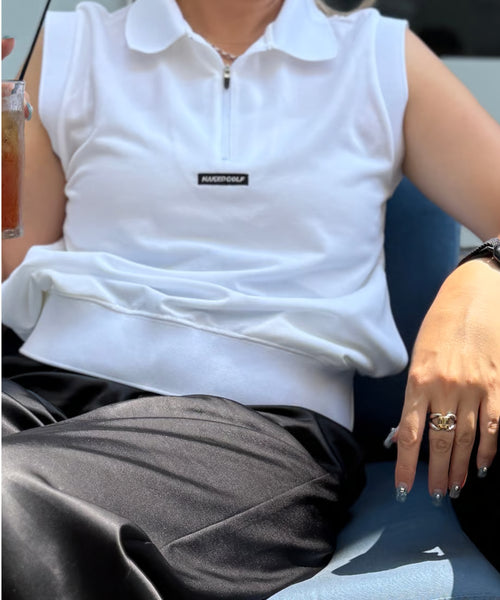 WM Breezy Linen-Like Piqué No-sleeve Polo