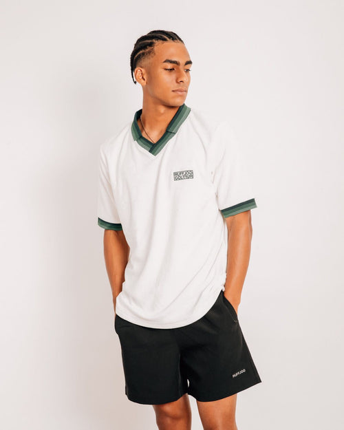 Tri-Collar Pile Mesh Polo Off White