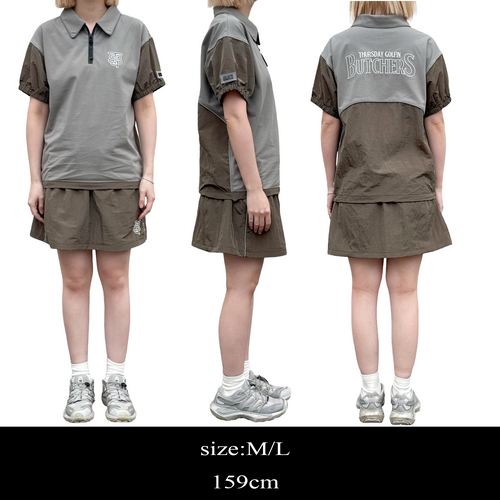 〈WOMEN〉Sheer Sleeve H/Z POLO