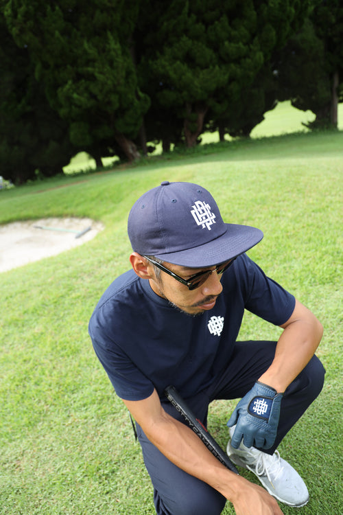 #Overlap Logo Leather Glove Navy