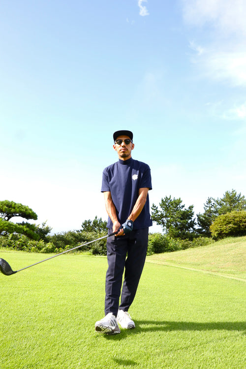 #Overlap Logo Leather Glove Navy