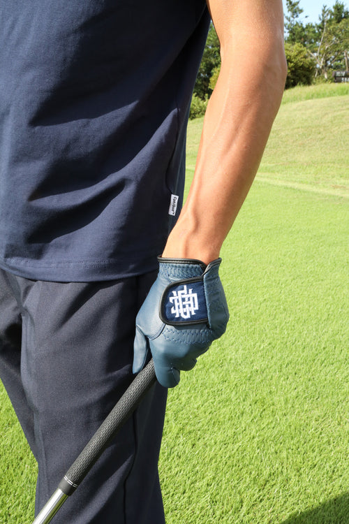 #Overlap Logo Leather Glove Navy