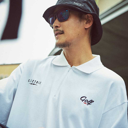 ZIP UP L/S POLO SHIRT WHITE