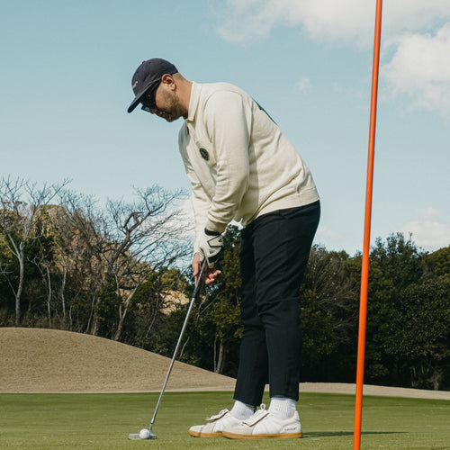 #CLUB JACQUARD LS POLO WHITE