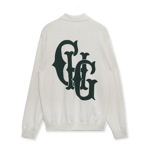 #CLUB JACQUARD LS POLO WHITE